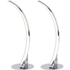First Choice lighting Set of 2 Polished Chrome LED Arc Lamps Table Lamp