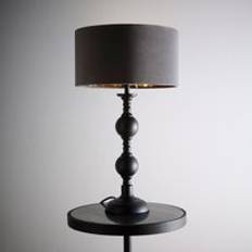 K LIVING Churchgate Black Metal Base with Velvet Shade One Size Table Lamp