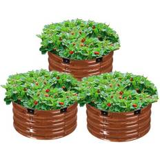 VEVOR Metal Raised Garden Bed 2x1 ft 3 Pcs Outdoor Galvanized Planter Wood Grain