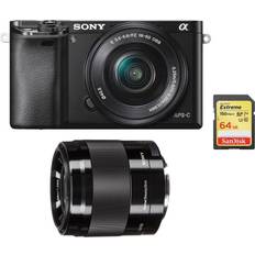 Sony A6000 Blcak Kit 16-50mm + 50mm F1.8 + 64gb Sd Card