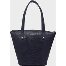 Solid Colours Bucket Bags Assots London Melanie Croc Real Leather Unlined Bucket Bag - Navy