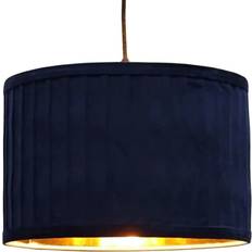 Gold Lamp Parts First Choice lighting Navy Blue Velvet Pleated 30cm Lamp with Gold Inner Shade