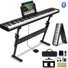Portable keyboard VEVOR 88 Key Folding Keyboard Piano Portable Foldable Bluetooth MIDI with Stand