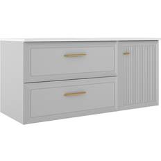 Hill Ceramic Tvättställsskåp Gold Tandem Ljusgrå Matt 80+40 cm med Handfat Vit Blank