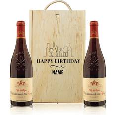 Personalised Chateauneuf Du Pape Red Wine Happy Birthday Gift Set