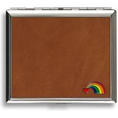 Smoking Accessories Knight Rainbow Heart Tan Leather Covered Cigarette Case
