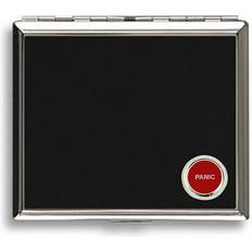 Black Cigarette Cases Knight Panic Button Black Leather Covered Cigarette Case