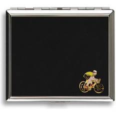 Metal Cigarette Cases Knight Cyclist Metal Black Leather Covered Cigarette Case