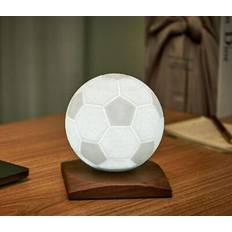 Gingko Football Spin Ø 12 x H 13 cm Valnøddetræ Hvid Bordlampe