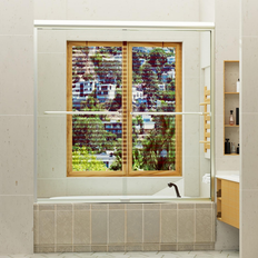 Staykiwi 60 x 60 Sliding Framed Tub Door with Clear Glass Brushed Nickel
