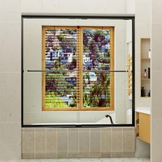 Staykiwi 60 x 60 Sliding Framed Tub Door with Clear Glass Matte Black