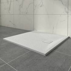 White Square Shower Tray with Waste Trap Slate 900x900mm