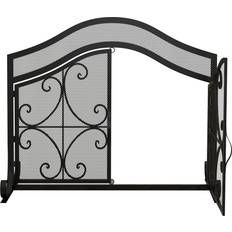 Gnistfang Homcom Kaminschutzgitter Mit Magnetischen Türen 105 x 80,5 cm Schwarz