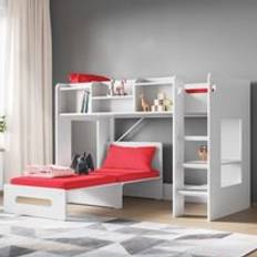 Flair Wizard Junior Mid High Sleeper with Pull Out Futon Red Single