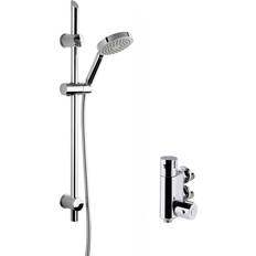 Brass Shower Sets Balterley Round Thermostatic Vertical Bar Valve and Single Function Handset Slider Rail Kit