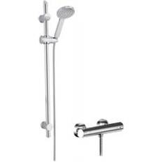 Mixer Shower Shower Systems Balterley Current Thermostatic Minimalist Bar Valve and Water Saving Slide Rail Kit Silver, Chrome