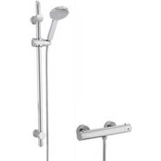 Mixer Shower Shower Systems Balterley Round Thermostatic Minimalist Bar Valve and Water Saving Handset Slider Rail Kit Chrome, Silver