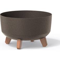 Rund Trädgårdskruka Gracia Low ECO Wood 28,5 cm Kaffe