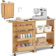 Sewing Machines VEVOR Folding Sewing Table with Lockable Wheels