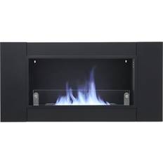 Fireplaces Living and Home Black Rectangular Ethanol Stainless Steel Fireplace