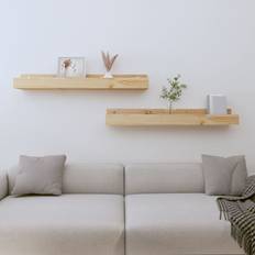 Pines Wall Shelves vidaXL Shelves 2 pcs 80 x 12 x 9 cm Solid Wood Pine Wall Shelf