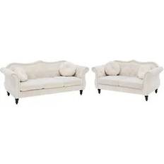 Beliani Set Divani In Velluto Beige 5 Posti Skien Divano 2pcs
