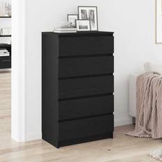 vidaXL Svart Ek 60 x 36 x 103 cm Konstruerat Trä Byrå