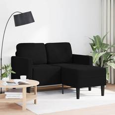 vidaXL 2-Personers Med Chaiselong L-Formet 125 cm Stof Sort Sofa