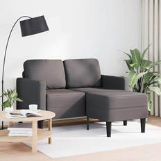 vidaXL 2-Personers Med Chaiselong L-Formet 125 cm Kunstlæder Grå Sofa