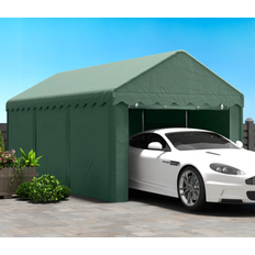 3x6 m Portabel Carport Skydd För Fordon Med 2 Ingångar Mörkgrön