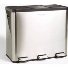 John Lewis 3 Section Recycling Pedal Bin 60L Brushed Steel