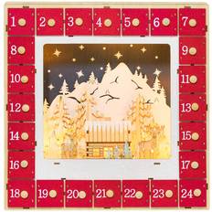 Northio Adventskalender för Fylla 24 Lådfack med LED-ljus 34 x 7 x 34 cm Röd