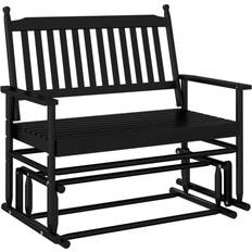 Garden & Outdoor Furniture vidaXL Glider Rocking Bench Solid Wood Poplar - Black Garden Bench