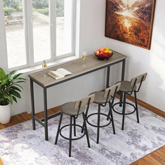 VANTOUL 4-Pieces Set with 3 PU Upholstered Stools Bar Table