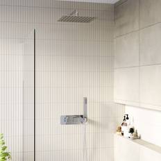 Shower Sets Cube Chrome Dual Outlet Wall Mounted Thermostatic Mixer Shower Set