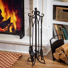 Fire Companion Sets Plow & Hearth Scroll 5 Piece Fireplace Toolset