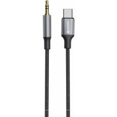 Swissten Audioadapter Textil USB-C 3.5mm Jack 1.5M Schwarz 1.50m