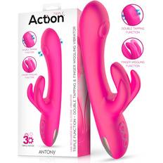 Antony Triple Function Double Tapping Finger Wiggling Vibrator Pink