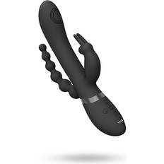 VIVE Rini Pulse Wave & Vibrating Double Penetration Rabbit Black