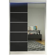 Med Spegel 120 x 200 cm Svart Vit Garderob