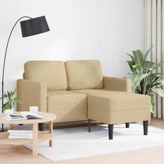 vidaXL 2-Personers Med Chaiselong L-Formet 125 cm Linned Lysegrøn Sofa