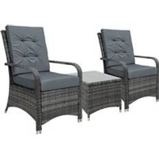 Garden & Outdoor Furniture OutSunny 2-Seater Rattan Table Chair Garden Furniture Bistro Set