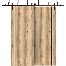 Sliding Doors SartoDoors Closet Barn Bypass Doors 60 80 inches Planum 0016 Oak with Frosted Glass Sliding Door (x)