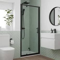 Luxura Pivot Shower Door 760mm with 760 x 760mm Tray - 6mm Black