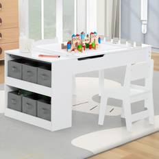 Costway 2 in 1 White Kids Art Table and Chair Set 101 x 71 x 15 cm