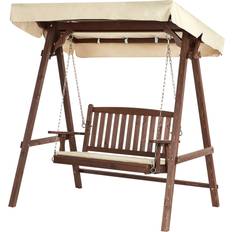 Trä Hammockar Utemöbler Beliani Trädgårdsgunga Caviola Hängsoffa Brun Beige