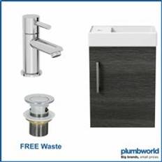Bathroom Furniture Aurora 400mm Bathroom Basin Vanity Unit Wall Hung Charcoal Round Mixer Tap