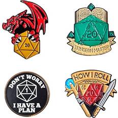 Dungeon 4x Pin Dungeons and Dragons 5e Brooch DND Dice Set
