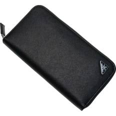 Wallets & Key Holders Prada Long Wallet Round Zipper Embossed Leather - Black