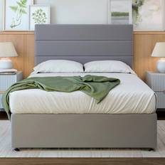 Double Silver Plush Velvet 4 Drawer Divan Base with Milan Headboard